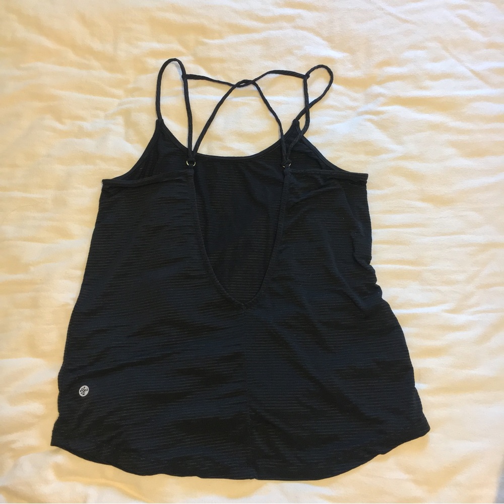 Manduka Stappy Cross-Back tank, silver hardware, size small